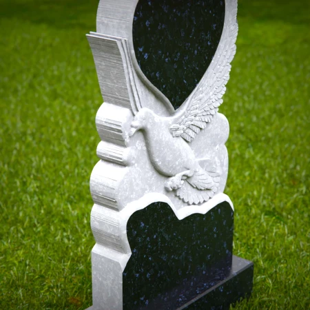 Soaring grace and loving shape unite in dove-heart tombstones
