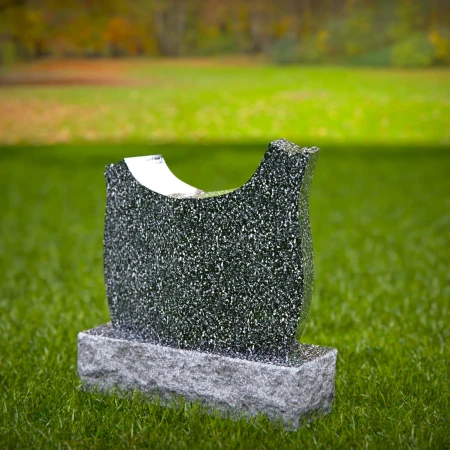 1952 - Contemporary Granite Headstone with Unique Curved Top and Polished Finish