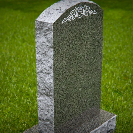 1790 - Lápida Vertical Clásica con Elegante Grabado de Rosa - Piedra Conmemorativa Personalizada