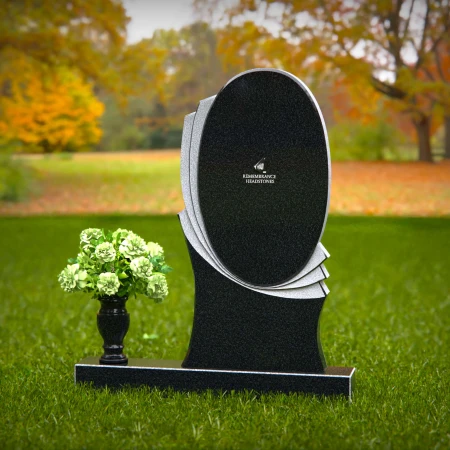 Elegant oval granite headstones with layered accents for lasting tributes.