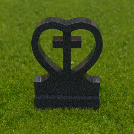 1742 - Lápida Conmemorativa en forma de Corazón con Cruz - Un Símbolo de Amor y Fe