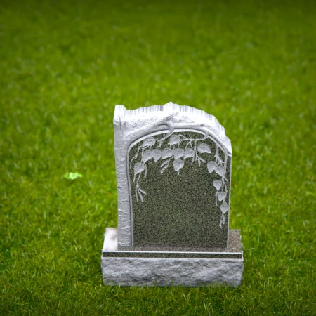 carved granite memorial inspired by natural growth and grace for headstones