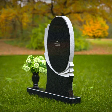 Elegant oval granite headstones with layered accents for lasting tributes.