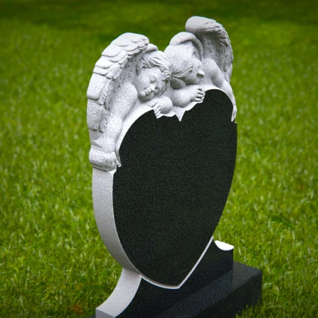 1863 - Herzförmiger Engelsgrabstein mit ruhenden Cherubim als liebevolle Würdigung