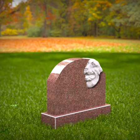 deeply personal headstone with sculpted dog detail for headstones