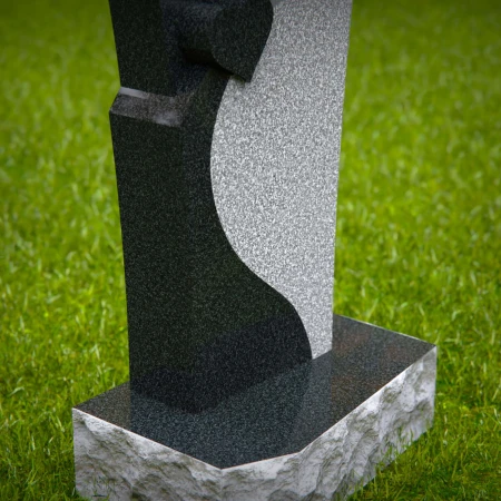 1567 - Moderner Grabstein aus schwarz-weißem Granit mit abstraktem Design