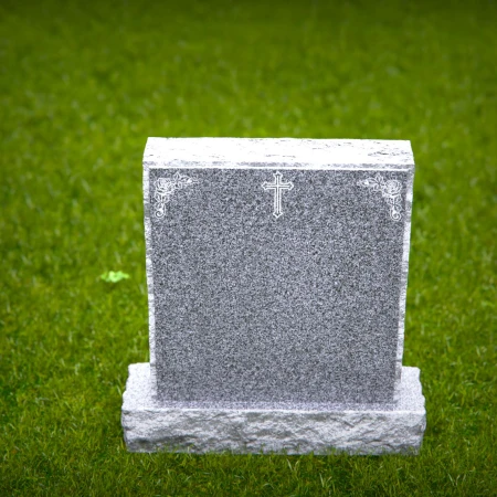 1836 - Traditional Upright Headstone with Central Cross and Floral Corner Engravings