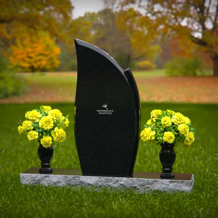 Elegant asymmetrical granite headstones crafted as unique memorial tributes.