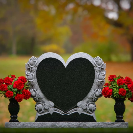 1837 - Heart-Shaped Companion Monument with Rose Carvings
