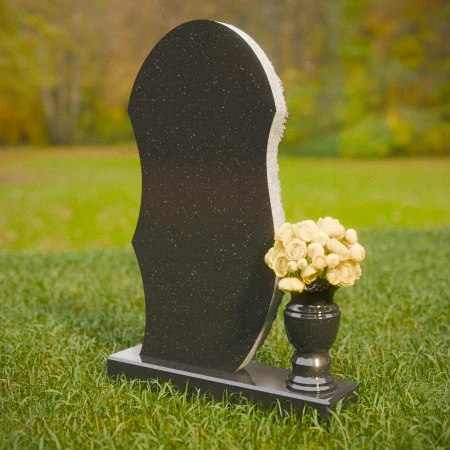1856 - Sculpted Upright Memorial Headstone with Rustic Edge and Artistic Carving