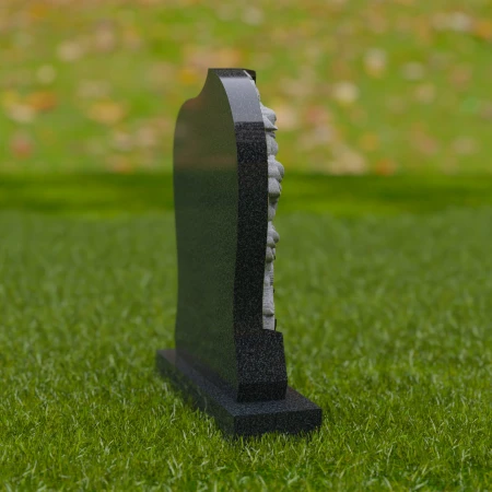 1744 - Elegant Curved Memorial Headstone with Carved Roses – A Timeless Tribute
