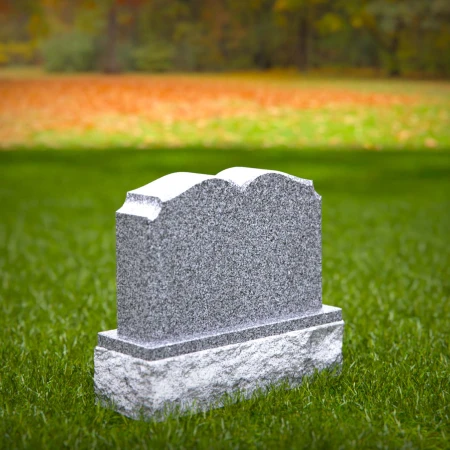 1951 - Elegant Double Upright Granite Headstone with Soft Arched Top