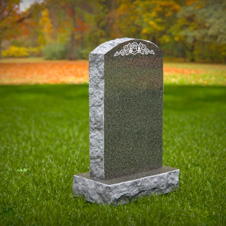 1790 - Lápida Vertical Clásica con Elegante Grabado de Rosa - Piedra Conmemorativa Personalizada
