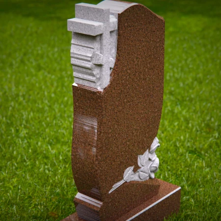 Rose and cross tribute carved with love into these headstone prices
