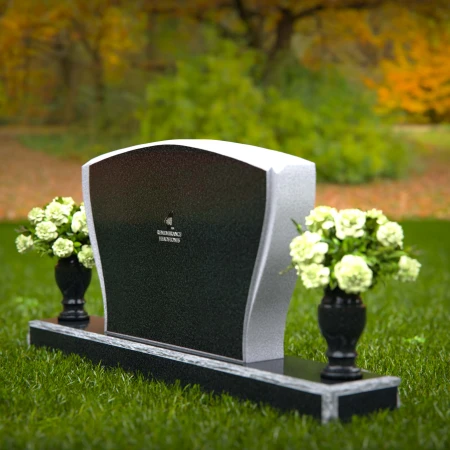 Elegant double vase headstones with contoured design for tribute.