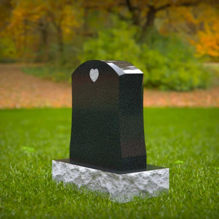 1591 - Black Granite Headstone with Heart Engraving – Elegant & Timeless Memorial