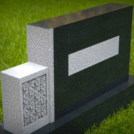 1605 - Modern Memorial Headstone with Geometric and Floral Elements