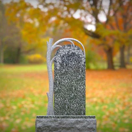The sheltering arch over a life-giving tree defines these tombstones