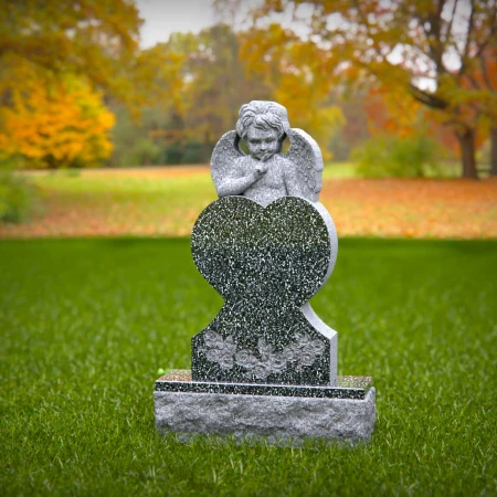 Compassionate memorials sculpted with angel and soft flower relief