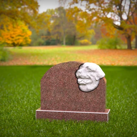deeply personal headstone with sculpted dog detail for headstones