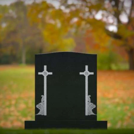 1597 - Elegant Christian Headstone with Cross Engravings