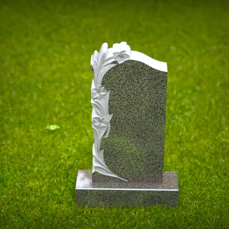 Petal patterns and vine carvings enhance meaningful grave markers