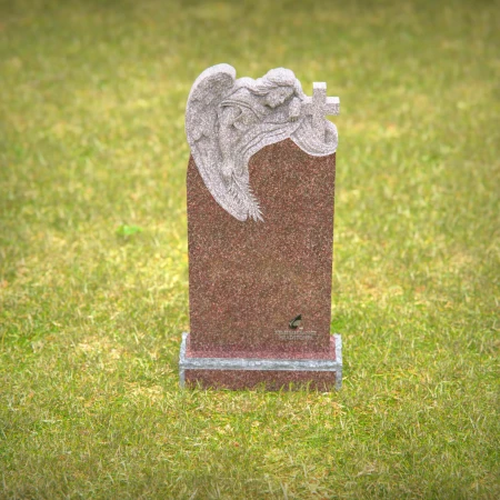 Aurora red granite angelic design headstone for memorials