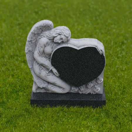 1740 - Elegante lápida conmemorativa de corazón de ángel - Un homenaje eterno