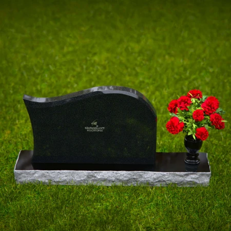 Modern waved granite headstones with flower vase for peaceful tribute.