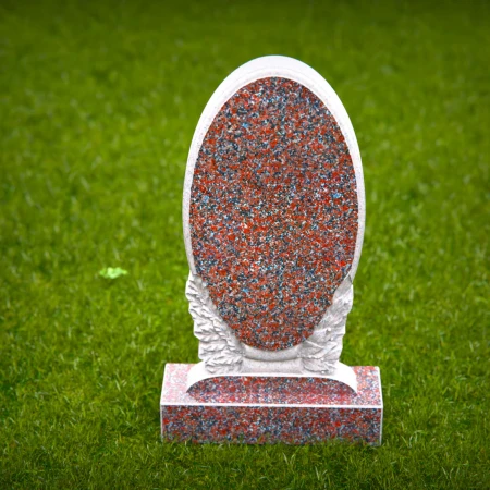 Elegant oval memorials enriched by laurel-themed headstone prices