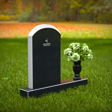 Classic arched headstones with elegant polished edges for tribute.