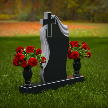 1908 - Artistic Monument with Draped Design and Cross Accent
