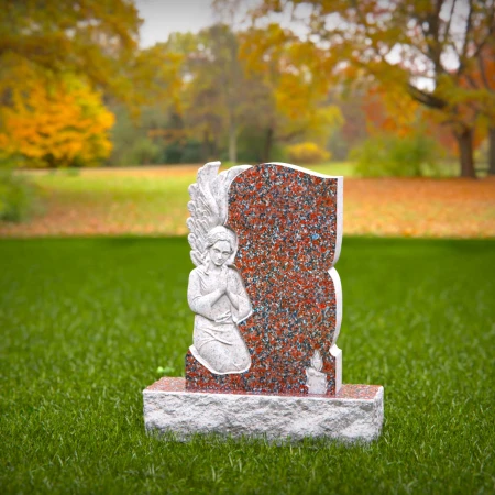 angel statue carved in granite for sacred tribute for grave markers