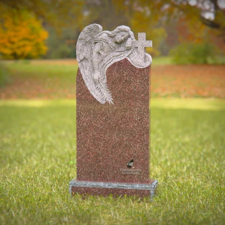 Aurora red granite angelic design headstone for memorials
