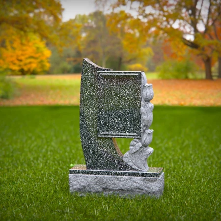 floral motif on headstone representing graceful goodbye for memorials