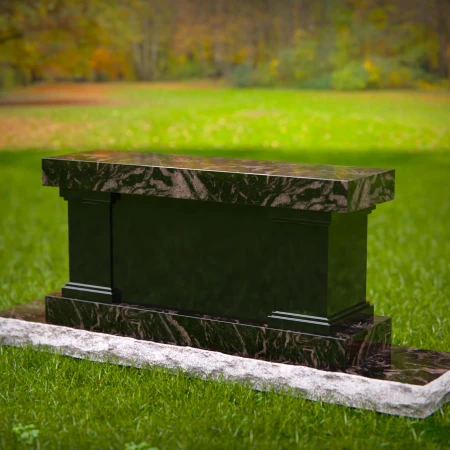 1989 - Bold Memorial Bench Headstone with Tiger Engraving and Elegant Inscription