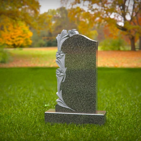 Petal patterns and vine carvings enhance meaningful grave markers