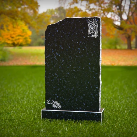 1833 - Natural-Edged Upright Headstone with Angel and Cross Design