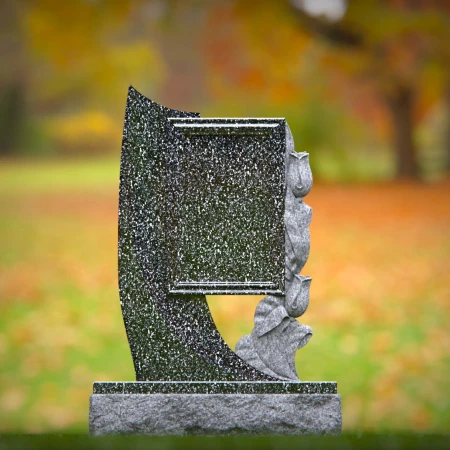 floral motif on headstone representing graceful goodbye for memorials