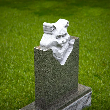 pet headstone showcasing realistic 3D cat image for grave markers