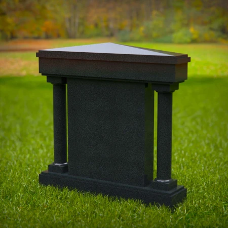 1561 - Schwarzes Granit-Mausoleum-Denkmal mit graviertem religiösem Porträt