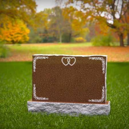 1810 - Companion Headstone with Interlocking Hearts and Decorative Borders