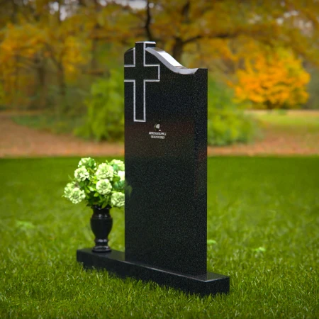 Granite headstones with cross engraving symbolizing faith and remembrance.