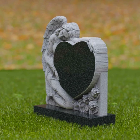 1740 - Elegante lápida conmemorativa de corazón de ángel - Un homenaje eterno