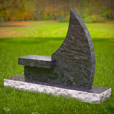 1991 - Elegant Upright Memorial Headstone with Photo, Scripture, and Bench