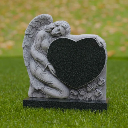 1740 - Elegante lápida conmemorativa de corazón de ángel - Un homenaje eterno