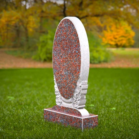 Elegant oval memorials enriched by laurel-themed headstone prices