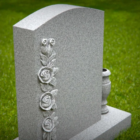 1918 - Upright Monument with Vertical Rose Carving