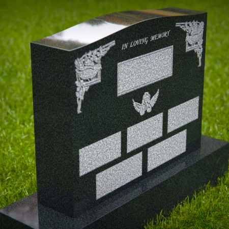 1596 - Personalized Memorial Headstone with Angelic and Floral Engravings
