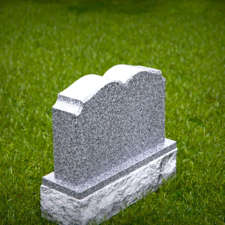 1951 - Elegant Double Upright Granite Headstone with Soft Arched Top